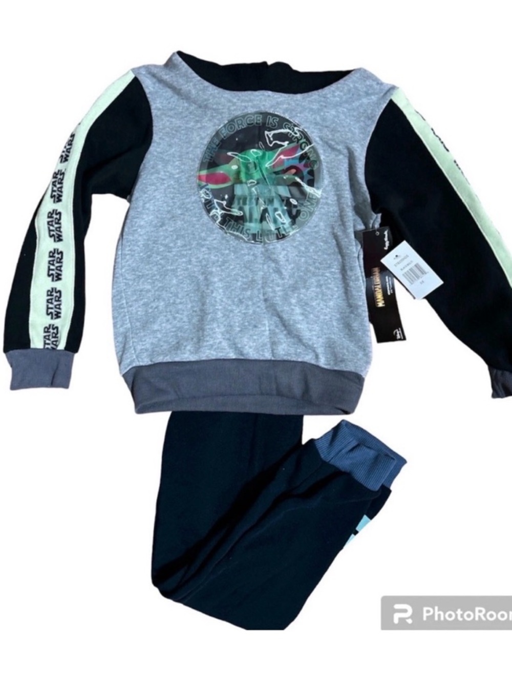 Star Wars Mandalorian Grogu Baby Yoda Boys Sweatshirt Joggers Pants Set Sz 5/6